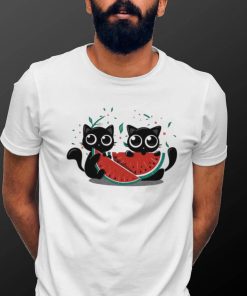 Meowlons cats eating watermelons art shirt