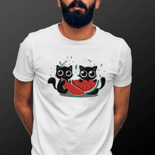 Meowlons cats eating watermelons art shirt