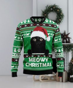 Meowy Black Cat Ugly Christmas Sweaters