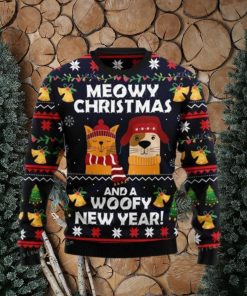 Meowy Christmas And Woofy New Year Ugly Sweater Party