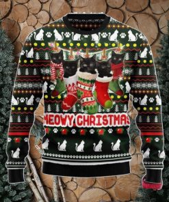 Meowy Christmas Black Cat Ugly Christmas Sweater, Gift For Christmas