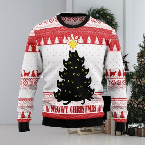 Meowy Christmas Black Cats Gift For Cat’s Lover Christmas 3D Sweater