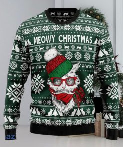 Meowy Christmas Cat Wearing Sunglass Christmas 3D Sweater