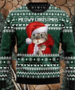 Meowy Christmas Santa Cat Xmas Ugly Sweater