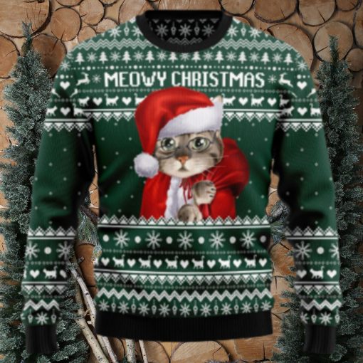 Meowy Christmas Santa Cat Xmas Ugly Sweater