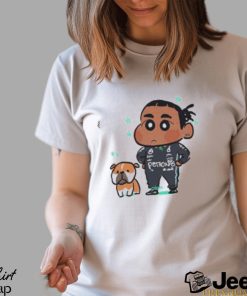 Mercedes AMG F1 Driver Lewis Hamilton And His Dog Roscoe In The Style Of Crayon Shin Chan Unisex T shirt