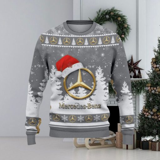 Mercedes Benz Logo Wearing Santa Hat Christmas Gift Ugly Christmas Sweater For Men And Women Gift