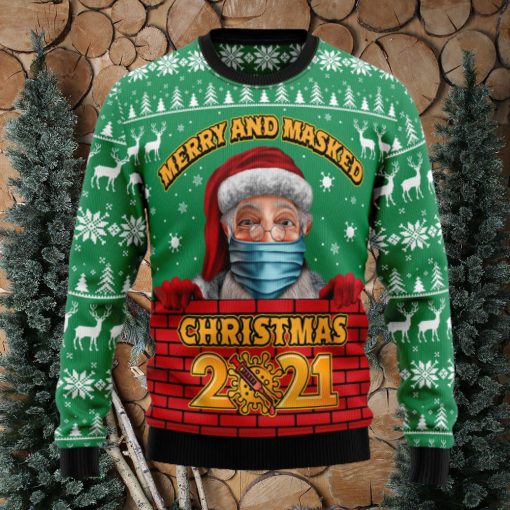 Merry And Masked Ugly Christmas Sweater Thankgiving Gift Men Women