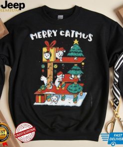 Merry Catmas Funny Cat Mom Cat Dad Christmas Cat Tree Toy Shirt