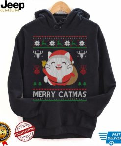 Merry Catmas Funny Christmas Cute Cat Lover Gift V Neck Womens T Shirt