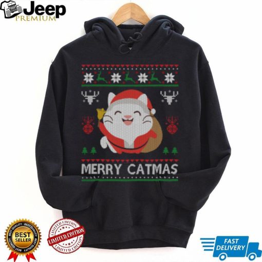 Merry Catmas Funny Christmas Cute Cat Lover Gift V Neck Womens T Shirt