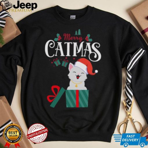 Merry Catmas Santa Hat Cat Lover Merry Christmas D Unisex Long Sleeve