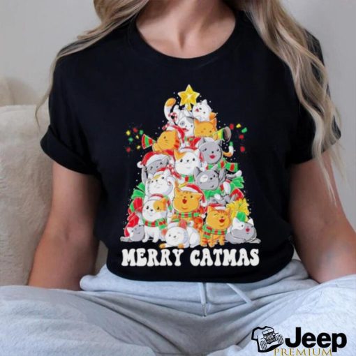 Merry Catmas pine tree christmas shirt