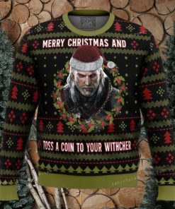 Merry Christmas And Toss A Coin The Witcher Womens Ugly Sweater