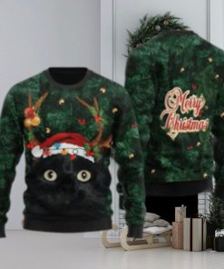 Merry Christmas Black Cat Ugly Sweater For Christmas