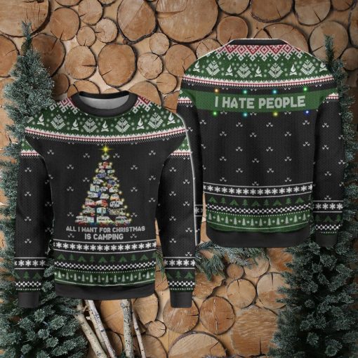 Merry Christmas Camping All I Want For Is I Hate People For Christmas Gifts Knitting Pattern Sweater