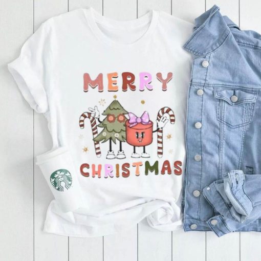 Merry Christmas Christmas tree and gift draw funny shirt