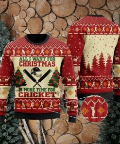 Merry Christmas Cricket All I Want For Is More Time For Ugly Christmas Wool Knitted Sweater