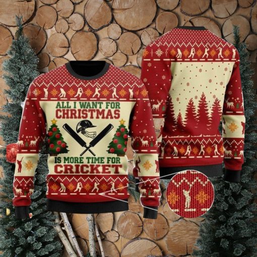 Merry Christmas Cricket All I Want For Is More Time For Ugly Christmas Wool Knitted Sweater