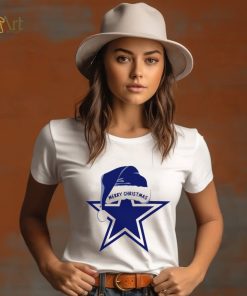 Merry Christmas Dallas Cowboys football Santa hat logo funny shirt