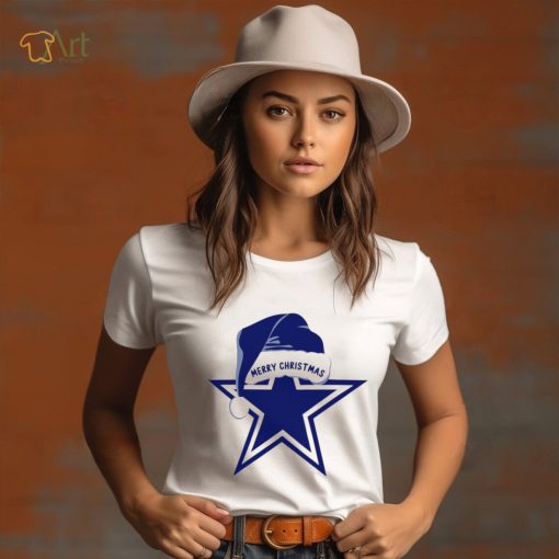 Merry Christmas Dallas Cowboys football Santa hat logo funny shirt