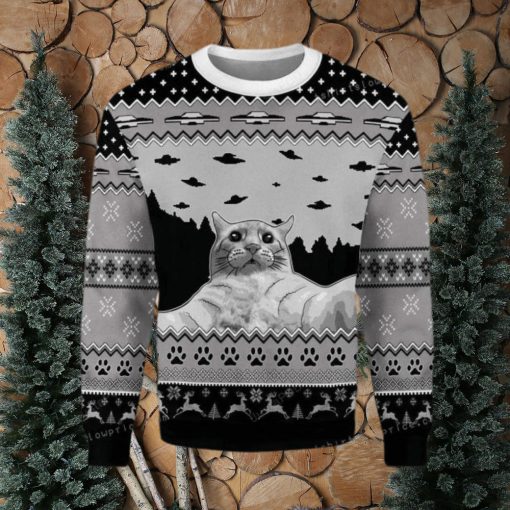 Merry Christmas Gearhomies Ufo Cat Funny Cat Selfie Christmas Ugly Sweater Party