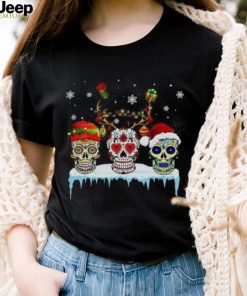 Merry Christmas Jingle Bell Three Sugar Skull T Shirt Womens