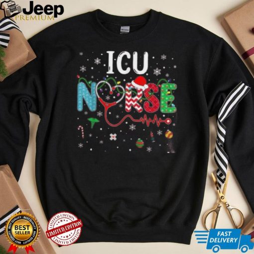 Merry Christmas Nurse Funny Icu Nurse Christmas Pattern Shirt