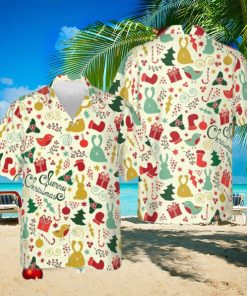 Merry Christmas Pattern Hawaiian Shirt Short Sleeve Button Up Men Xmas Gifts 2023