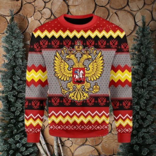 Merry Christmas Russia Coat Of Arms For Ugly Sweater