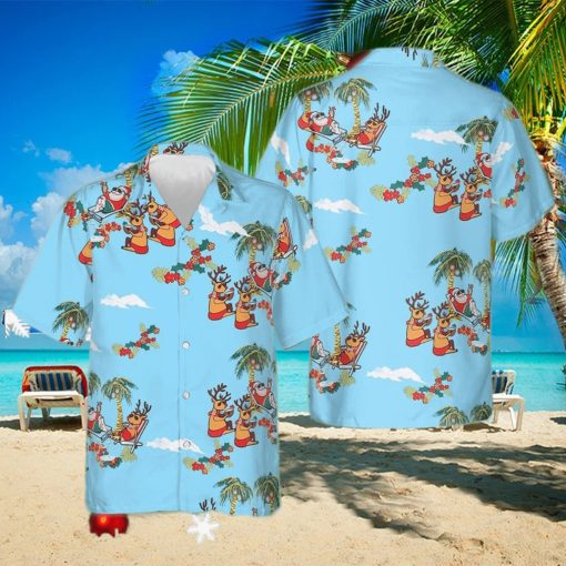 Merry Christmas Santa Claus Hawaiian Shirt Mens Summer Button Up Shirts Gifts For Son