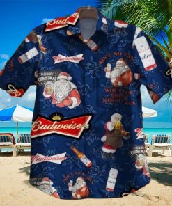 Merry Christmas Santa Claus With Beer Budweiser Hawaiian Shirt