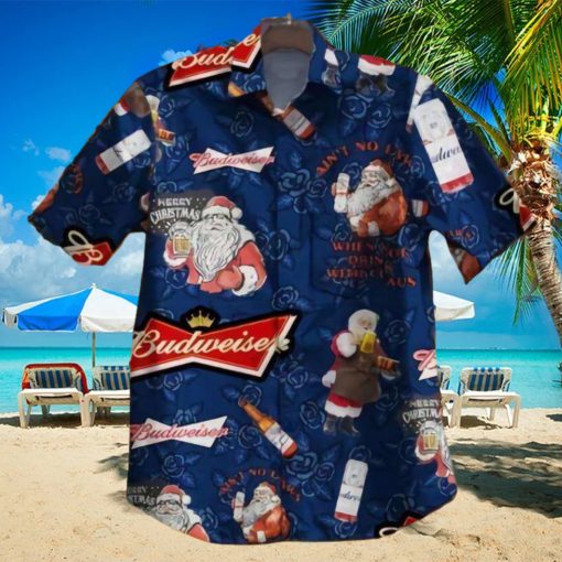 Merry Christmas Santa Claus With Beer Budweiser Hawaiian Shirt