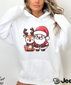 Merry Christmas Santa and deer Christmas gift shirt