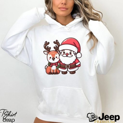 Merry Christmas Santa and deer Christmas gift shirt