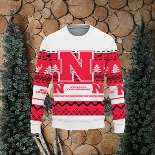 Merry Christmas Snow Pattern Funny Cute Nebraska Cornhuskers Gifts Unisex Sweater