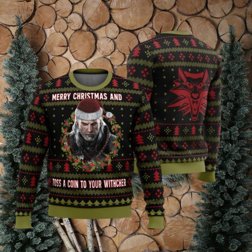 Merry Christmas and Toss a Coin The Witcher Ugly Christmas Sweater