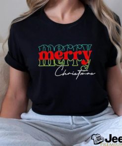 Merry Christmas green red text shirt