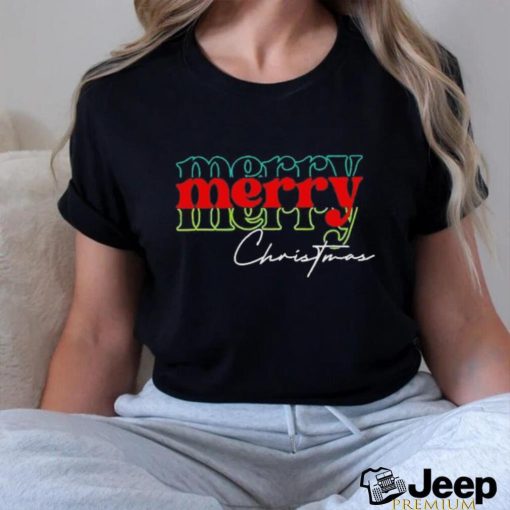 Merry Christmas green red text shirt