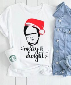 Merry & Dwight The Office Christmas Dwight Schrute Santa Hat Shirt