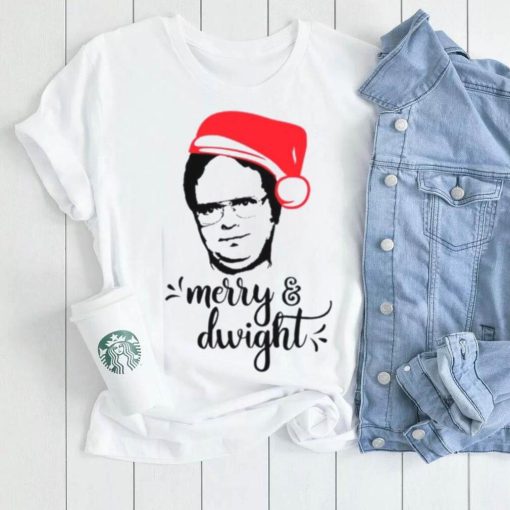 Merry & Dwight The Office Christmas Dwight Schrute Santa Hat Shirt