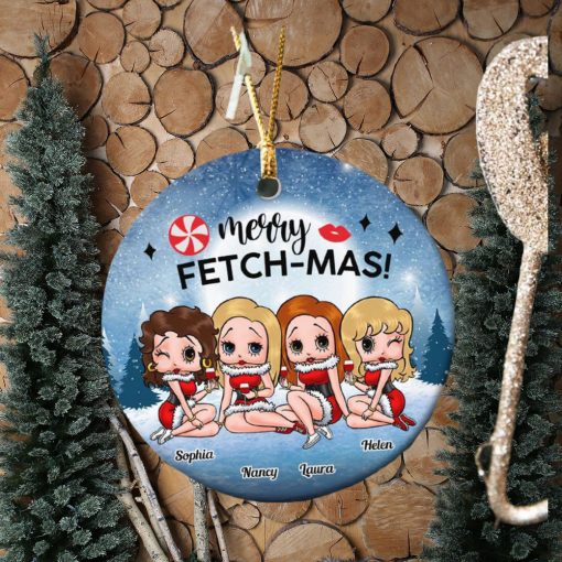 Merry Fetch Mas Personalized Ceramic Ornament, Christmas Gifts For Besties