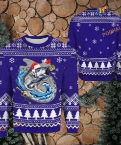 Merry Fishmas Bass Fish Fishing 3D Cute Ugly Christmas Sweater