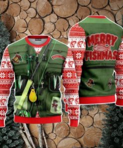 Merry Fishmas Fishing Costume Christmas Unisex Ugly Sweater