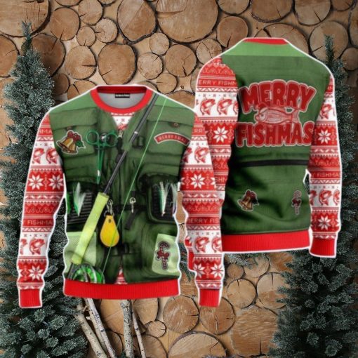 Merry Fishmas Fishing Costume Christmas Unisex Ugly Sweater