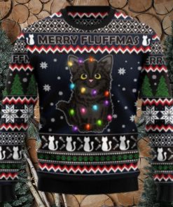 Merry Fluffmas Black Cat Ugly Christmas Sweater