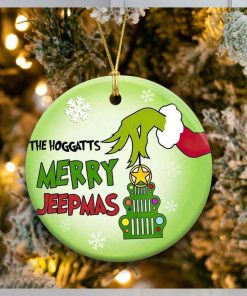 Merry Jeepmas With Grinch Hand Holding Ornament Family Christmas Tree