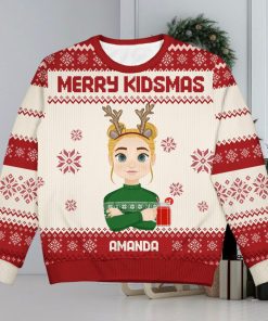 Merry Kidsmas Christmas Gift For Kid Granddaughter Personalized Kid Ugly Sweater
