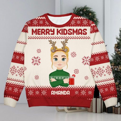 Merry Kidsmas   Christmas Gift For Kid Granddaughter   Personalized Kid Ugly Sweater