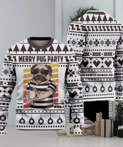 Merry Pug Party Ugly Christmas Sweater Knitted Gift For Men And Women